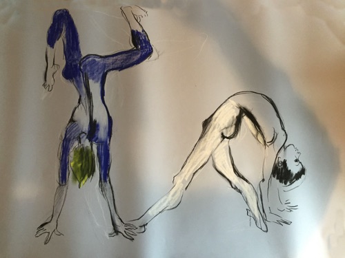 Pair of dancers - no 3 - 
Life drawing in Caran D'Ache oil pencils
(Ref 5)